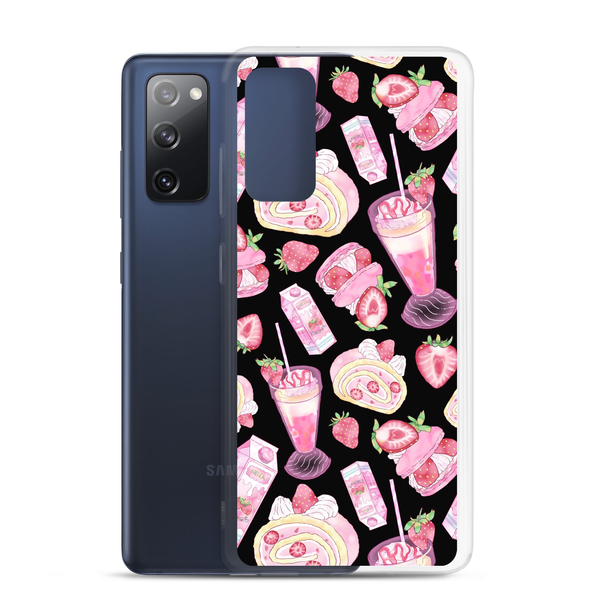 Protect your phone in style with the Strawberry Samsung® Clear Case, featuring a fun dessert pattern.