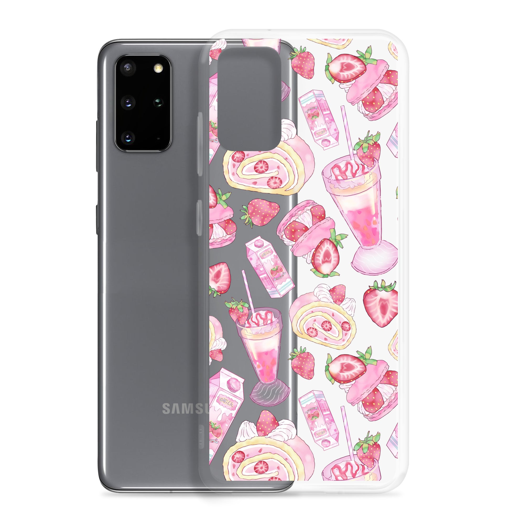 Stylishly protect your phone with the Strawberry Samsung® Clear Case featuring delightful dessert designs.
