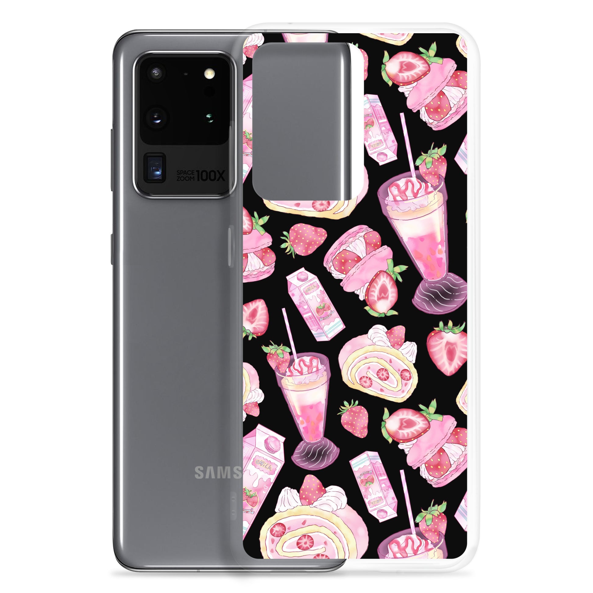 Stylish Strawberry Samsung® Clear Case offers protection with a fun dessert design, perfect for any aesthetic.