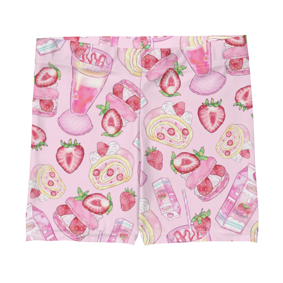 Cute Strawberry Shorts featuring a fun print, perfect for workouts or casual wear. Match with a Strawberry sports bra!