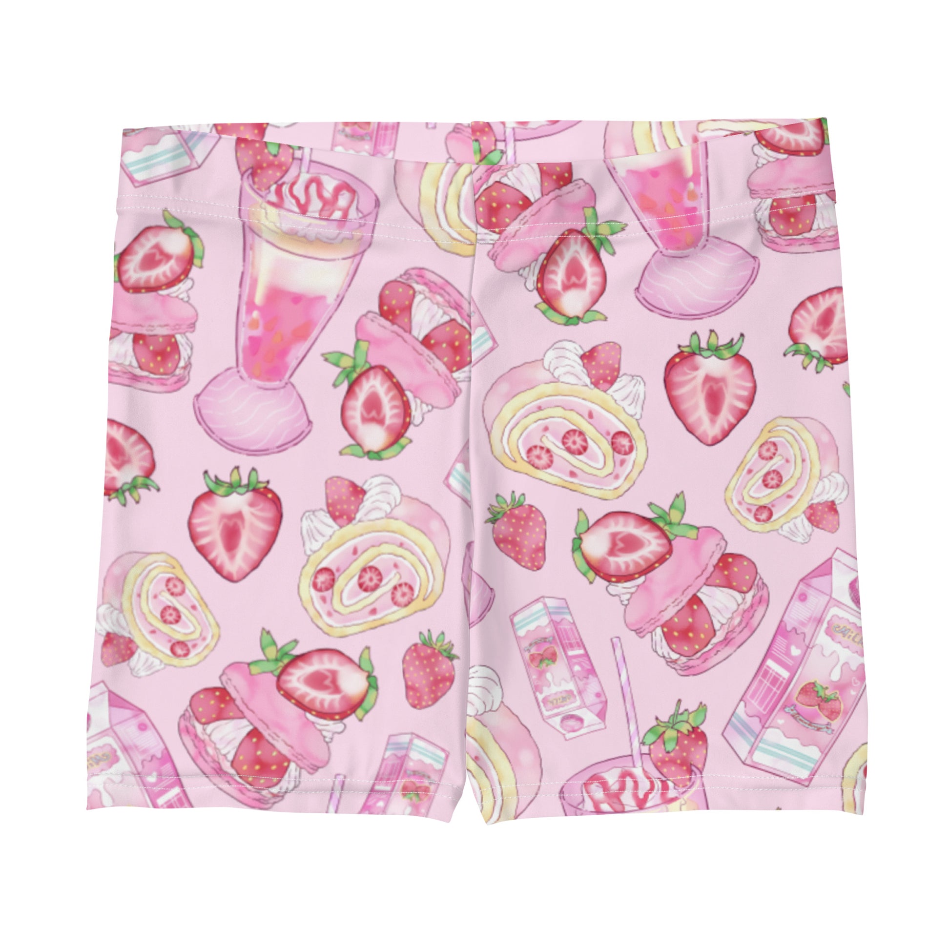 Cute Strawberry Shorts featuring a fun print, perfect for workouts or casual wear. Match with a Strawberry sports bra!