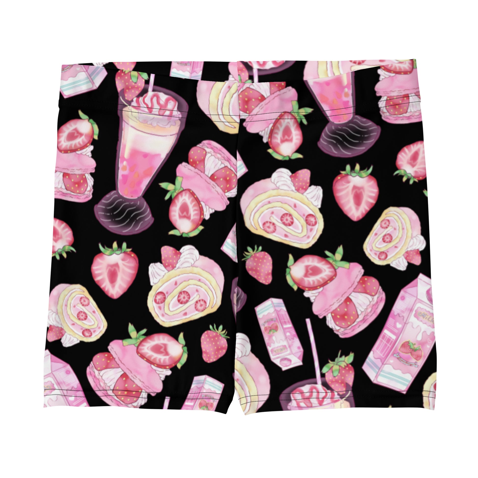 Stylish Strawberry Shorts featuring vibrant fruit prints, perfect for workouts and pairing with cute tops.