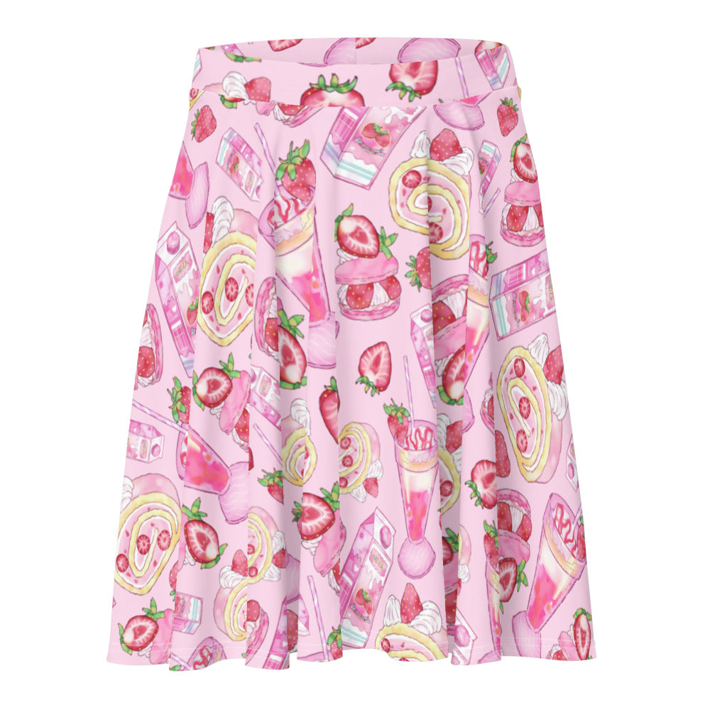 Sweet and stylish, the Strawberry Skater Skirt features a playful print perfect for any occasion.