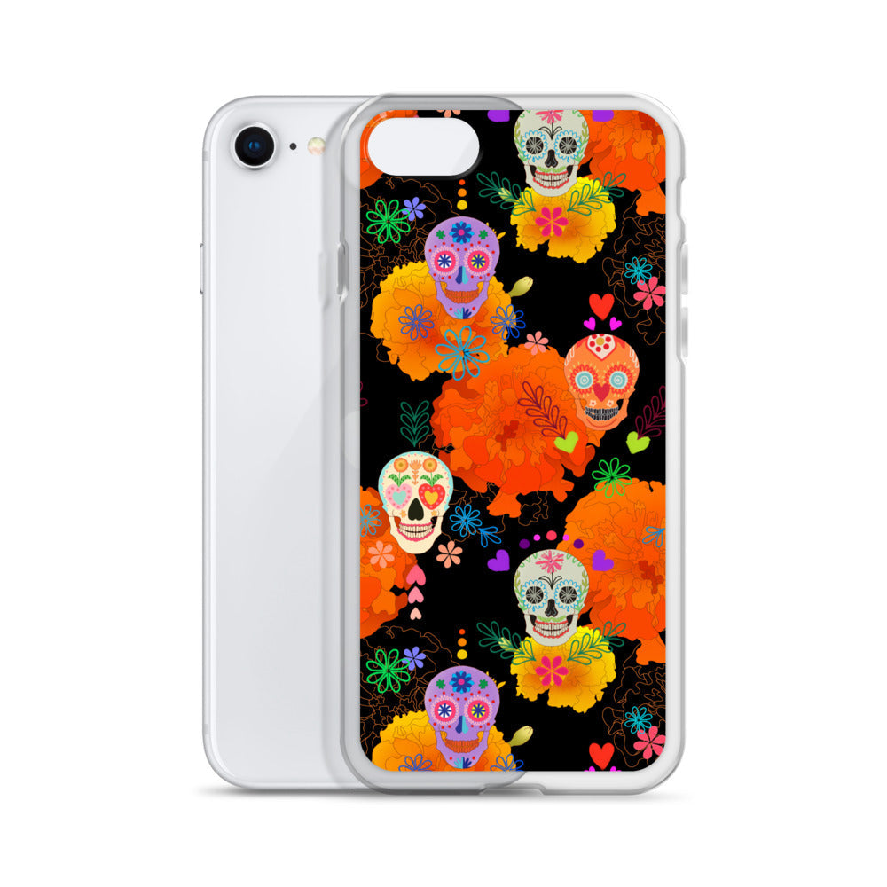 Colorful Sugar Skull iPhone® Clear Case offers stylish protection against scratches and dirt with a flexible design.