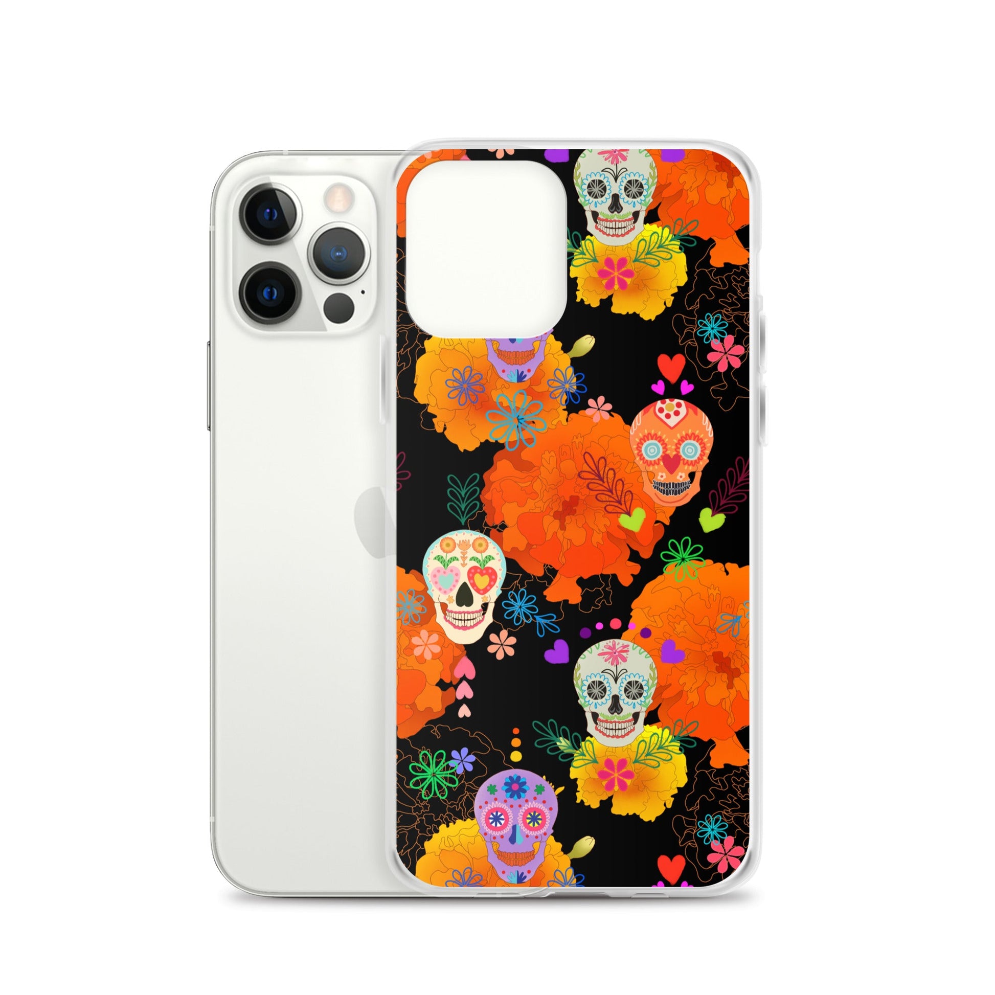 Stylish Sugar Skull iPhone® Clear Case offers protection from scratches and dirt with a vibrant design.