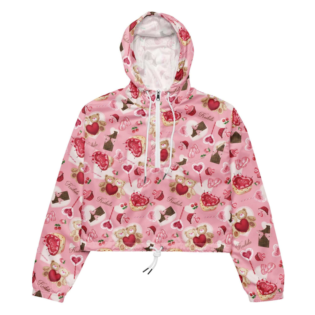 Stay stylish and dry with the Sugar Sweetheart cropped windbreaker, perfect for any adventure in vibrant pink.