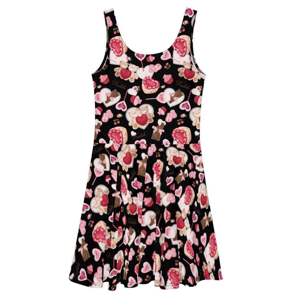 Sugar Sweetheart Skater Dress features a playful design with sweet treats, perfect for showcasing your adorable style.