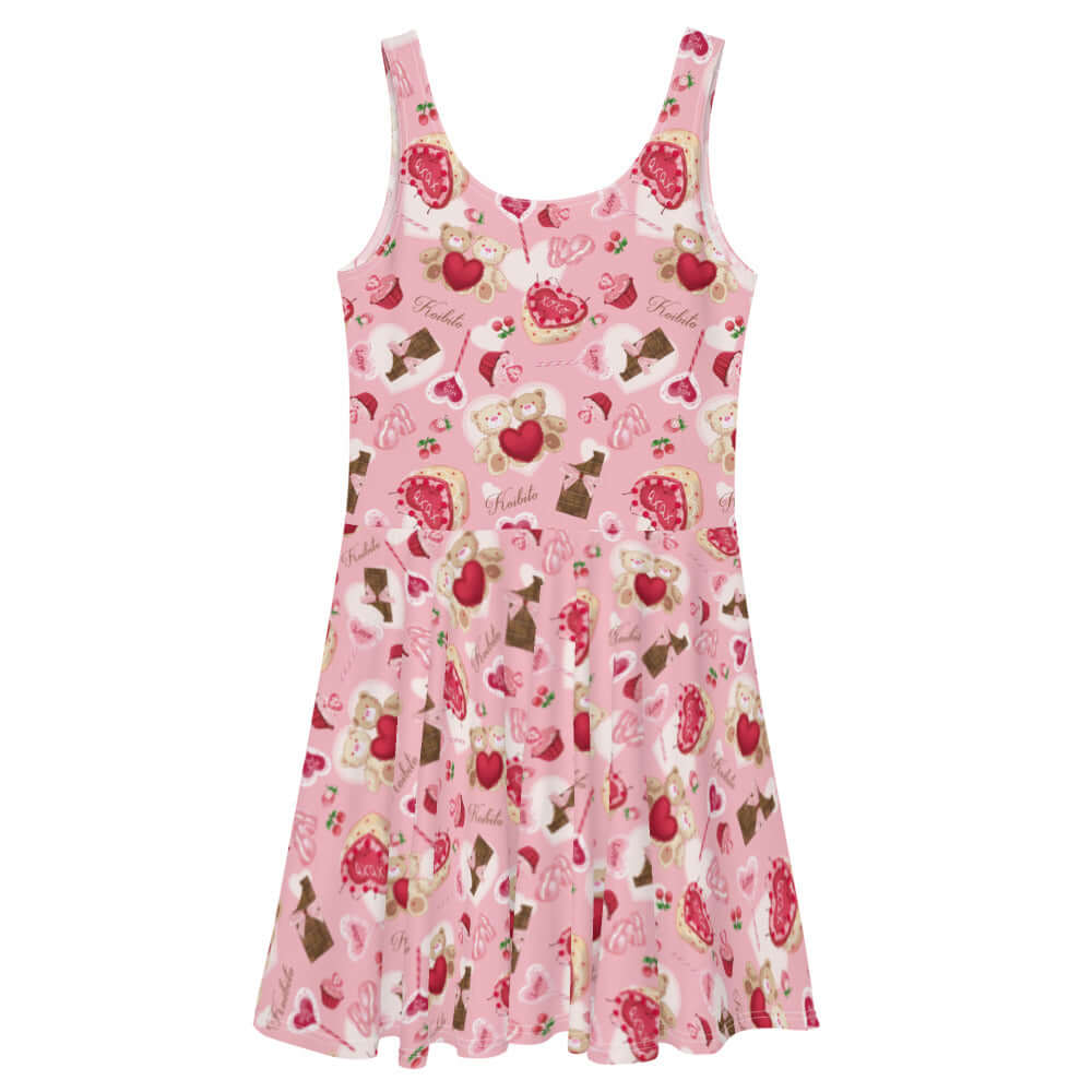 Sugar Sweetheart Skater Dress features a fun, colorful print, perfect for showcasing adorable style year-round.