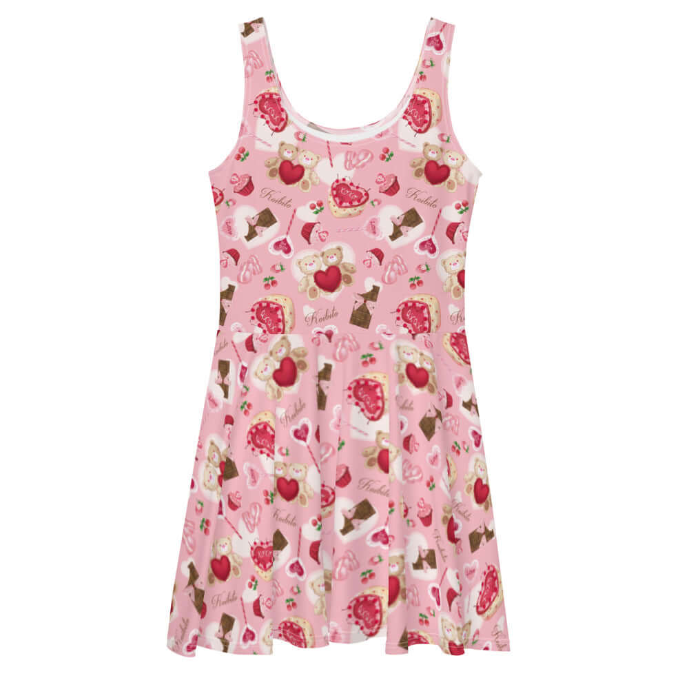 Kawaii Fashion Sugar Sweetheart Skater Dress - Koibito Clothing Pink / 2XL Kawaii Fashion Sugar Sweetheart Skater Dress - Koibito Clothing Pink / 2XL