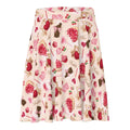 The Sugar Sweetheart Skater Skirt features a fun candy print, perfect for adding a playful touch to any outfit.