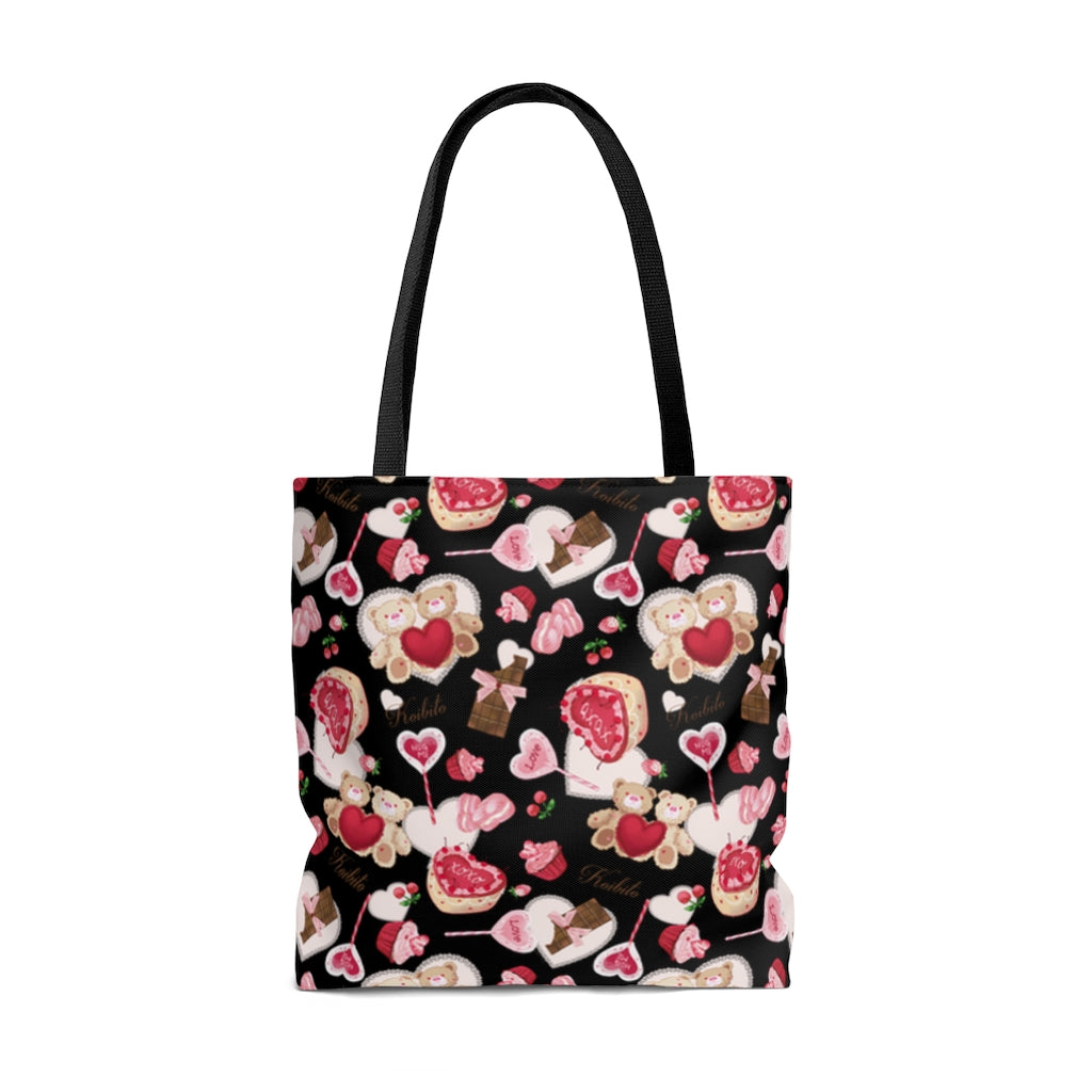 Cute and practical, the Sugar Sweetheart Tote Bag (Black) features a charming design perfect for Valentine’s Day.