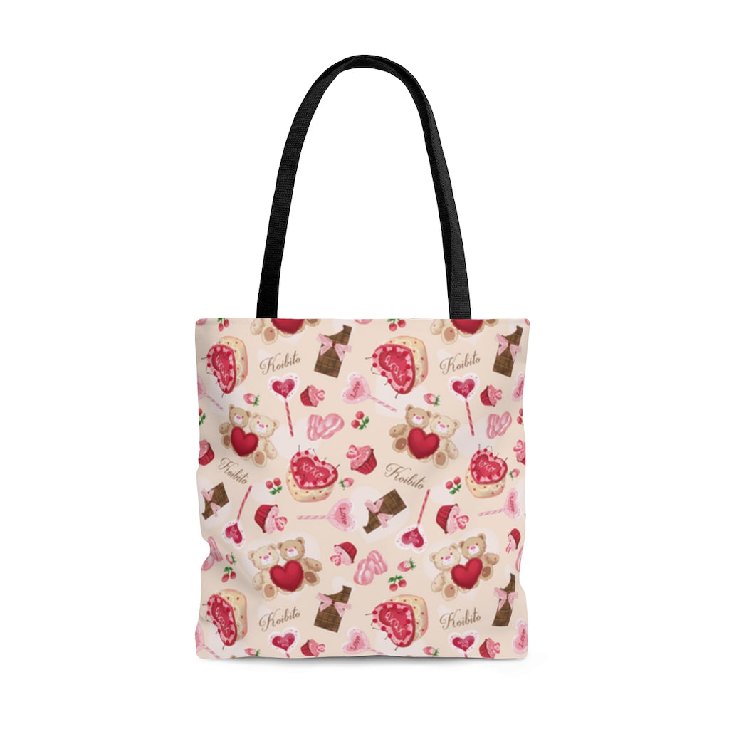 Cute and durable, the Sugar Sweetheart Tote Bag (Cream) is perfect for travel, gym, or beach outings.