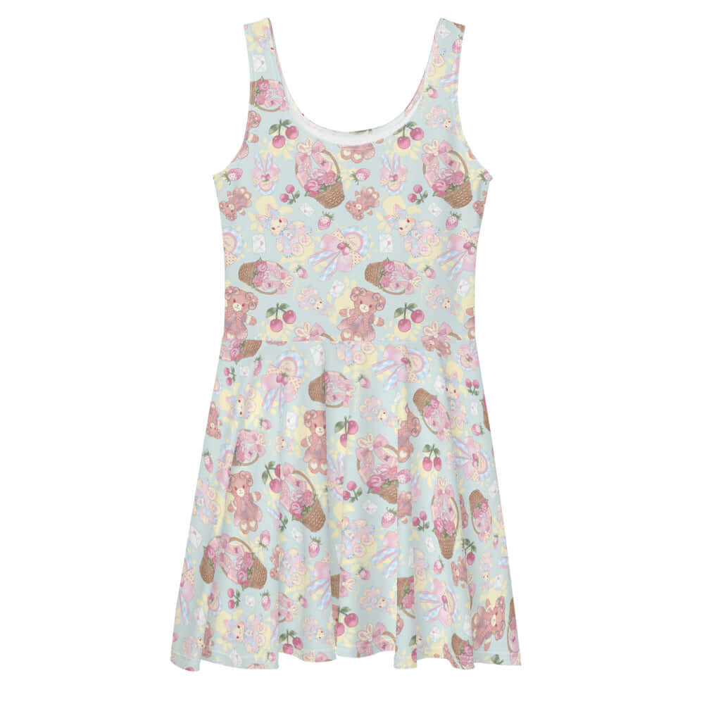 white christmas dresses Ditsy Flower Blue Skater Dress, Small Floral Print Summer Sleeveless Mini Short Cute Handmade Cocktail Party Sexy Women XL