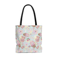 Pastel-patterned Sweet Teddy Tote Bag (Blue) features cute bears and flowers, perfect for everyday use.