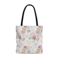Charming Sweet Teddy Tote Bag (Blue) features pastel colors and cute teddy designs, perfect for any outfit.