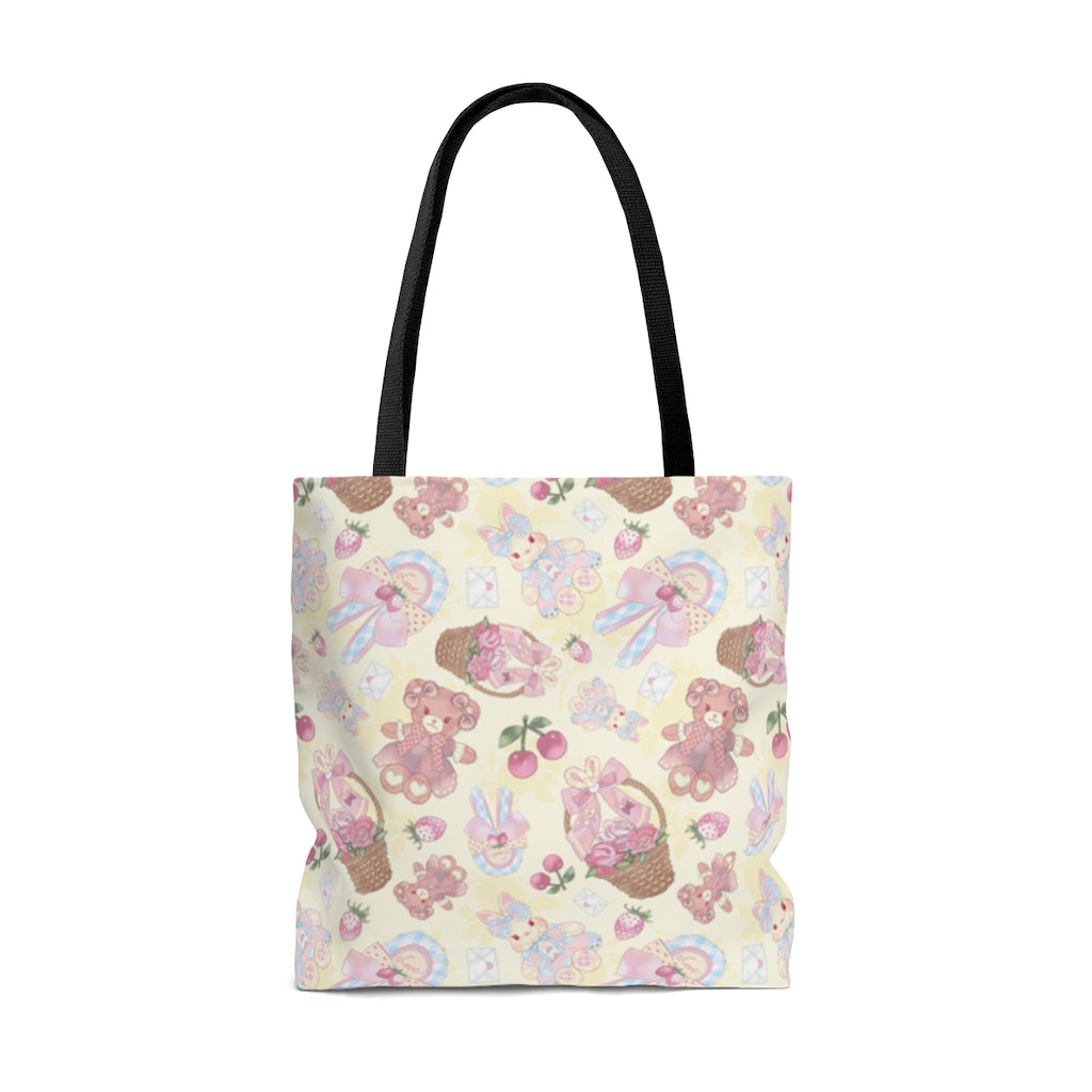 Sweet Teddy Tote Bag (Cream) features a charming pastel design, perfect for any outfit and everyday use.