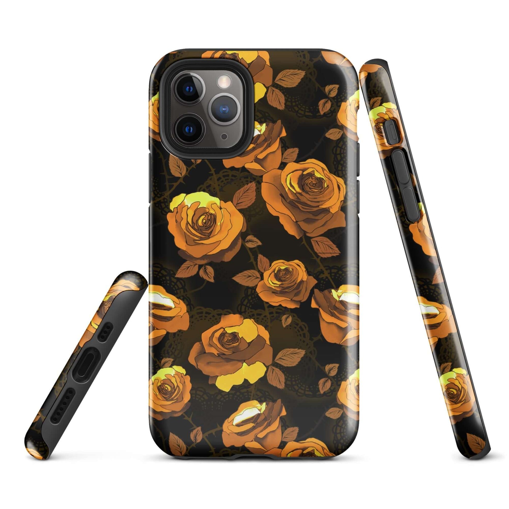 Stylish Enchanted Rose iPhone® Tough Case offers dual-layer protection with a floral design for year-round safety.