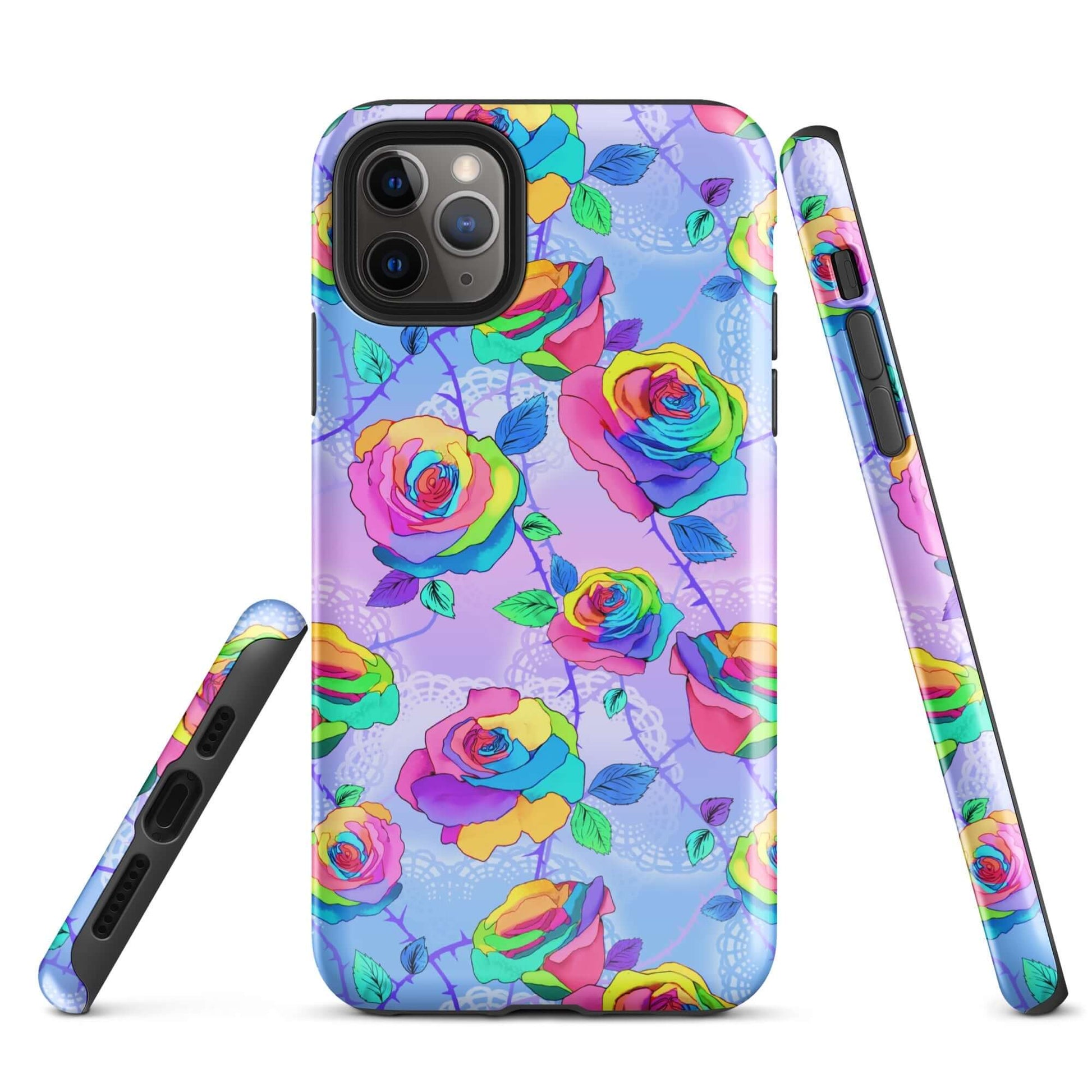 Colorful Enchanted Rose iPhone® Tough Case offers durable protection with a stylish floral design for your phone.