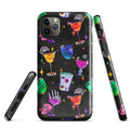 Colorful Monster Party iPhone® Tough Case featuring spooky designs, offering stylish protection for your phone all year round.