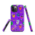 Colorful Monster Party iPhone® Tough Case featuring fun drinks and spooky designs, perfect for stylish protection.