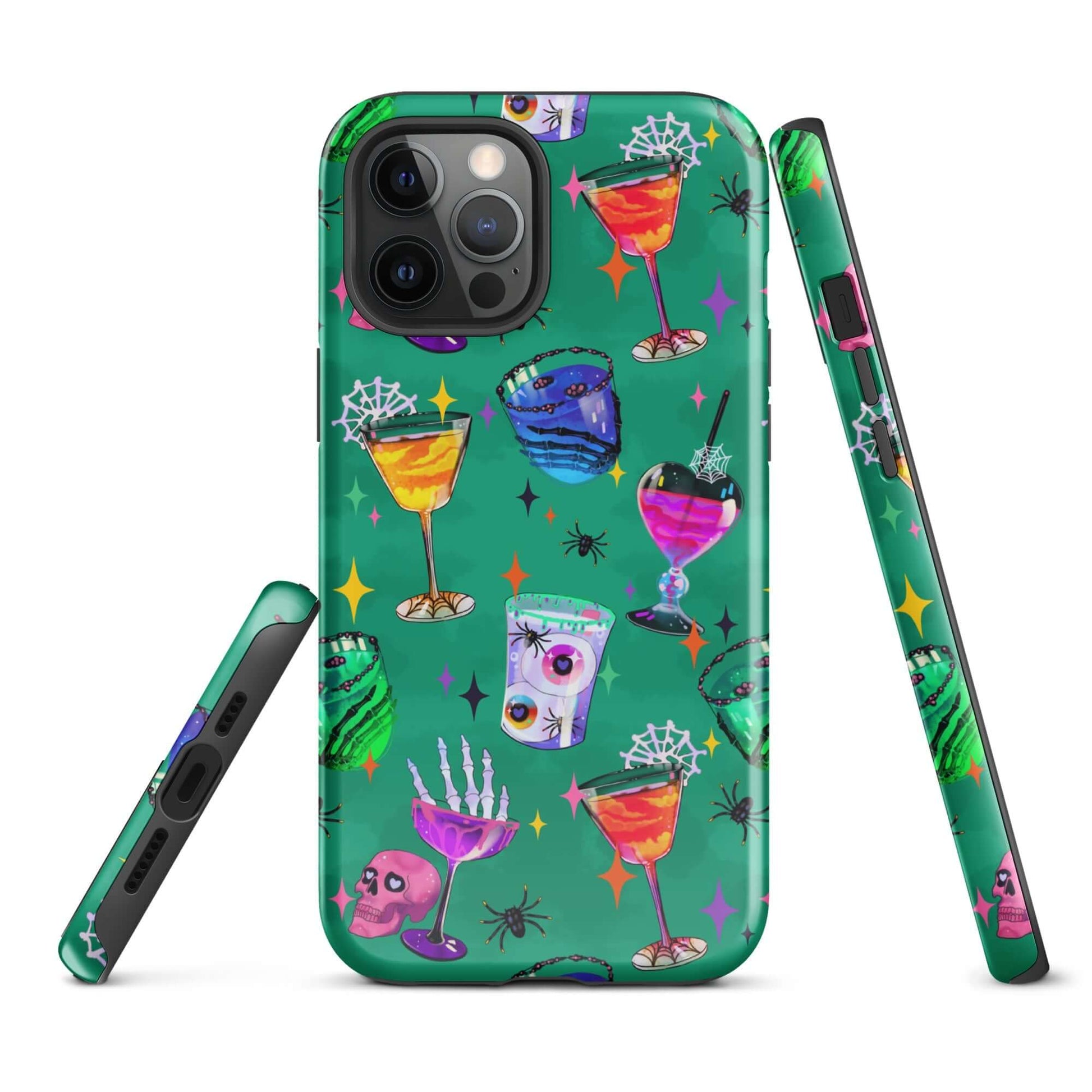 Colorful Monster Party iPhone® Tough Case featuring fun, spooky designs for stylish protection and impact absorption.