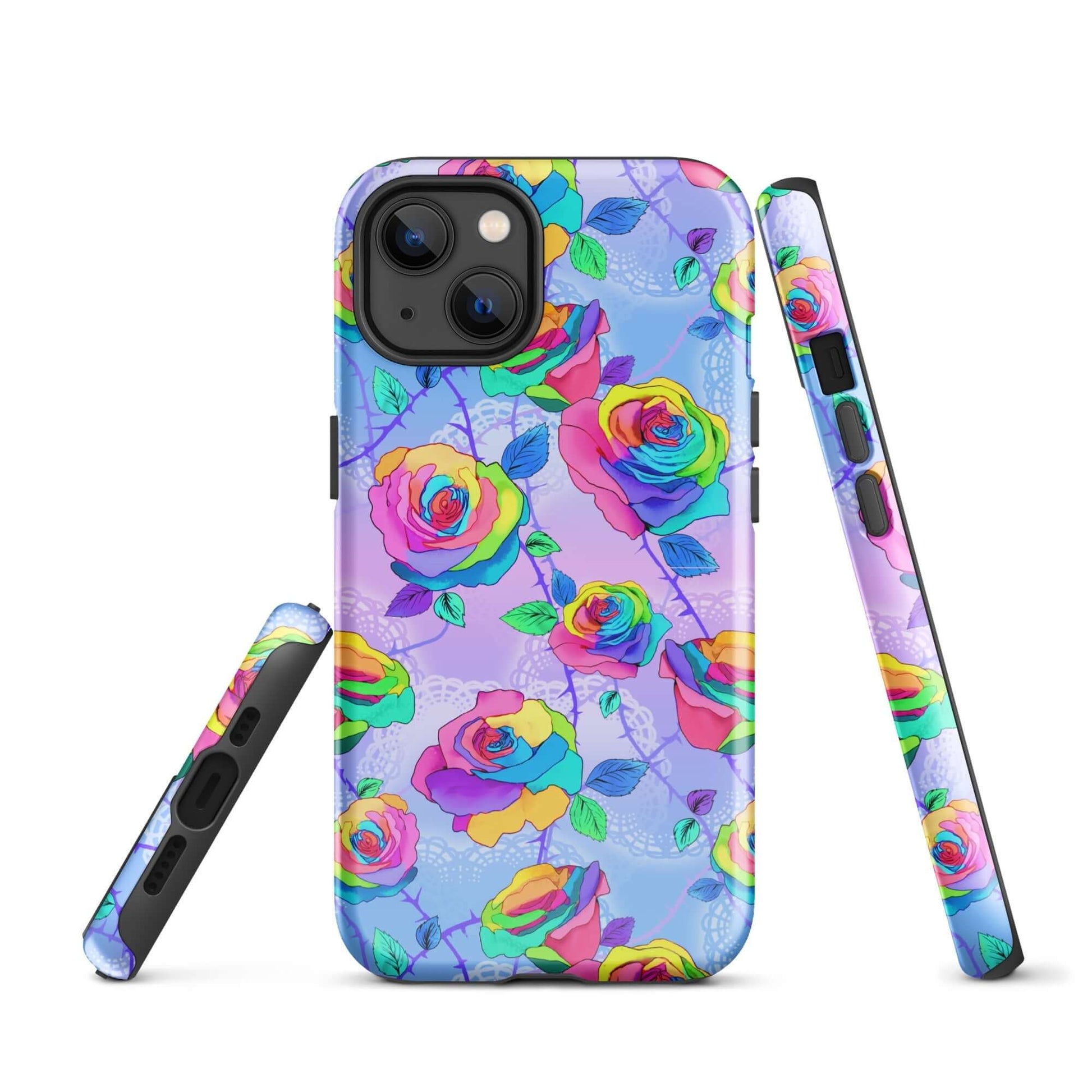 Colorful Enchanted Rose iPhone® Tough Case offers stylish protection with durable, dual-layered design. Perfect for year-round use!