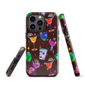 Colorful Monster Party iPhone® Tough Case featuring drinks and skulls, combining style with maximum protection.