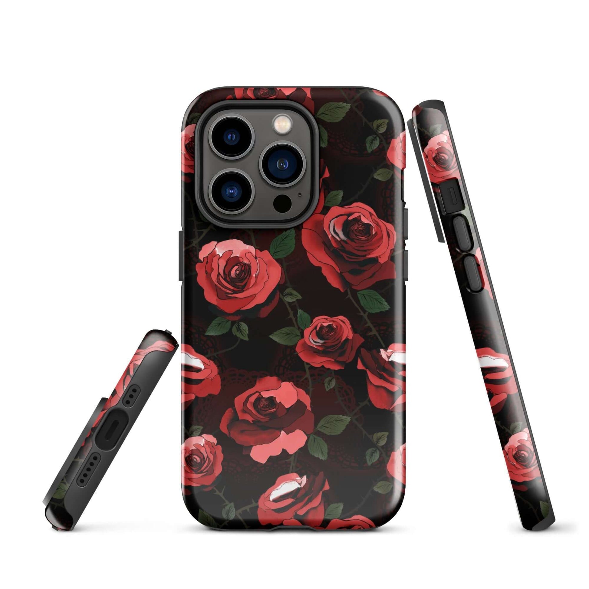 Stylish Enchanted Rose iPhone® Tough Case features durable, dual-layer protection for fashionable phone safety.