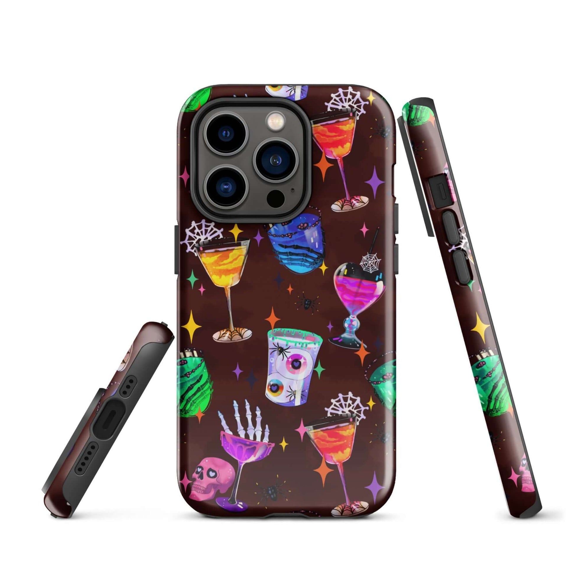 Colorful Monster Party iPhone® Tough Case featuring durable design with playful drink and skull graphics for stylish protection.