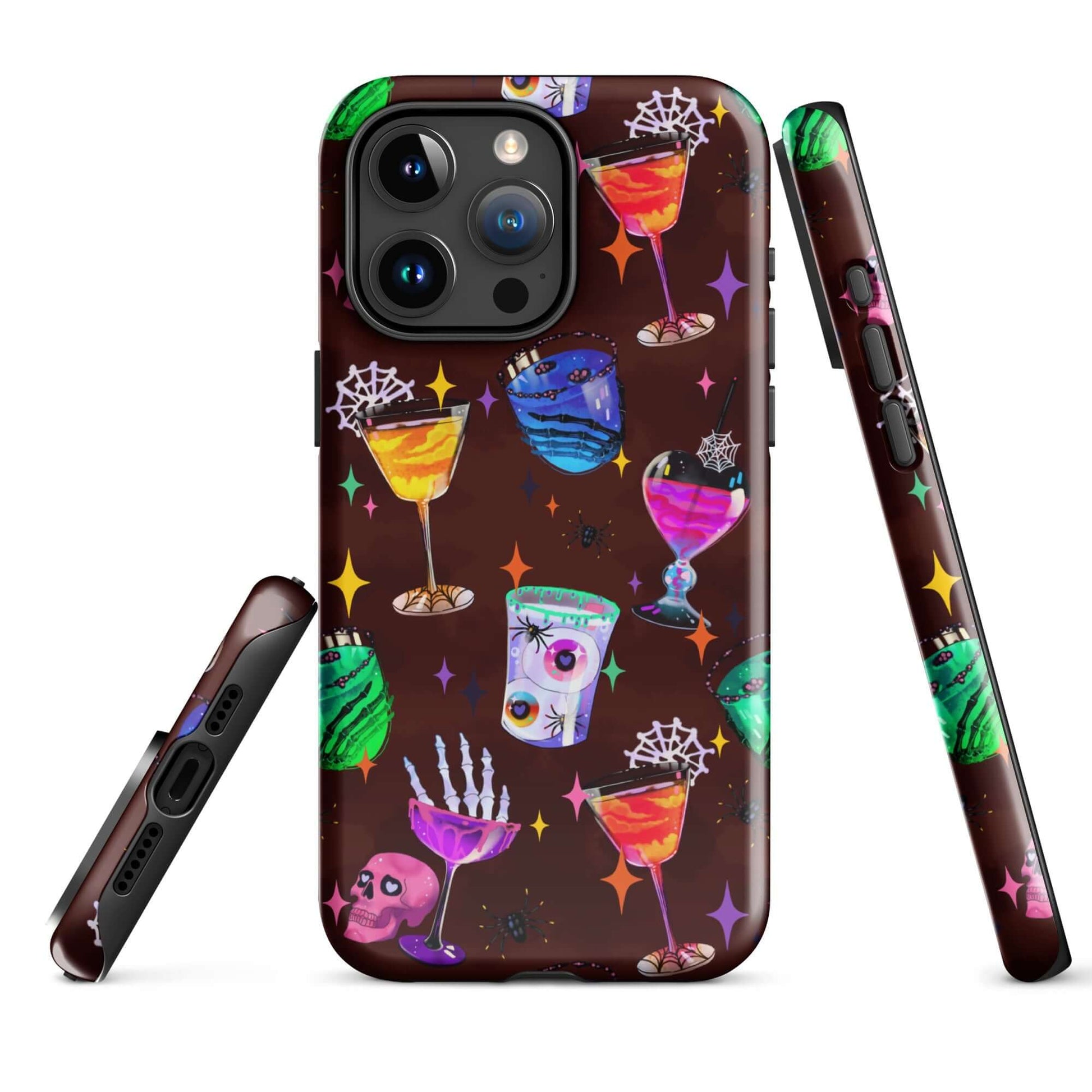 Stylish Monster Party iPhone® Tough Case featuring fun drink illustrations, designed for protection and fashion.