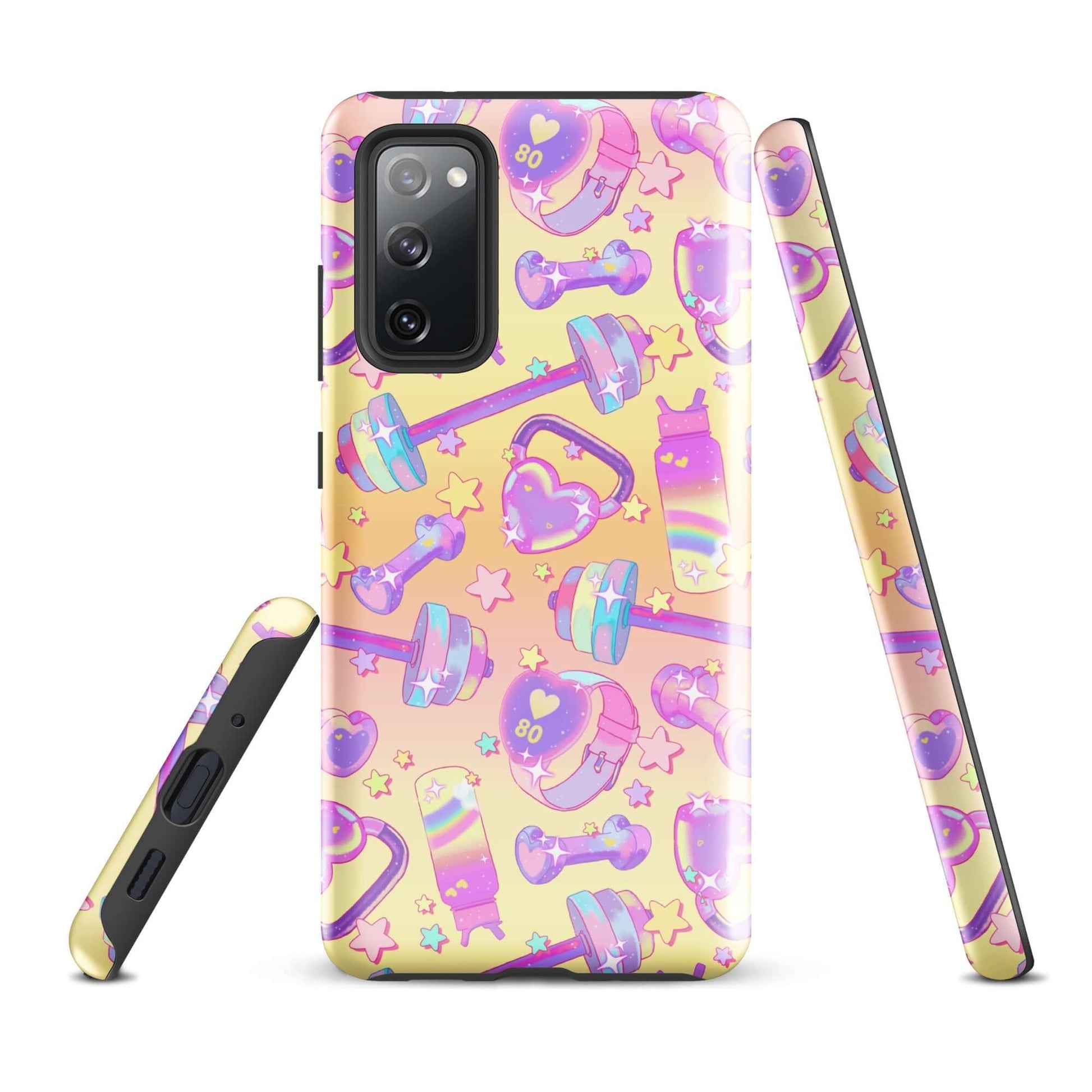 Stylish Glitter Gains Samsung® Tough Case features a durable design with fun workout-themed graphics for added flair.