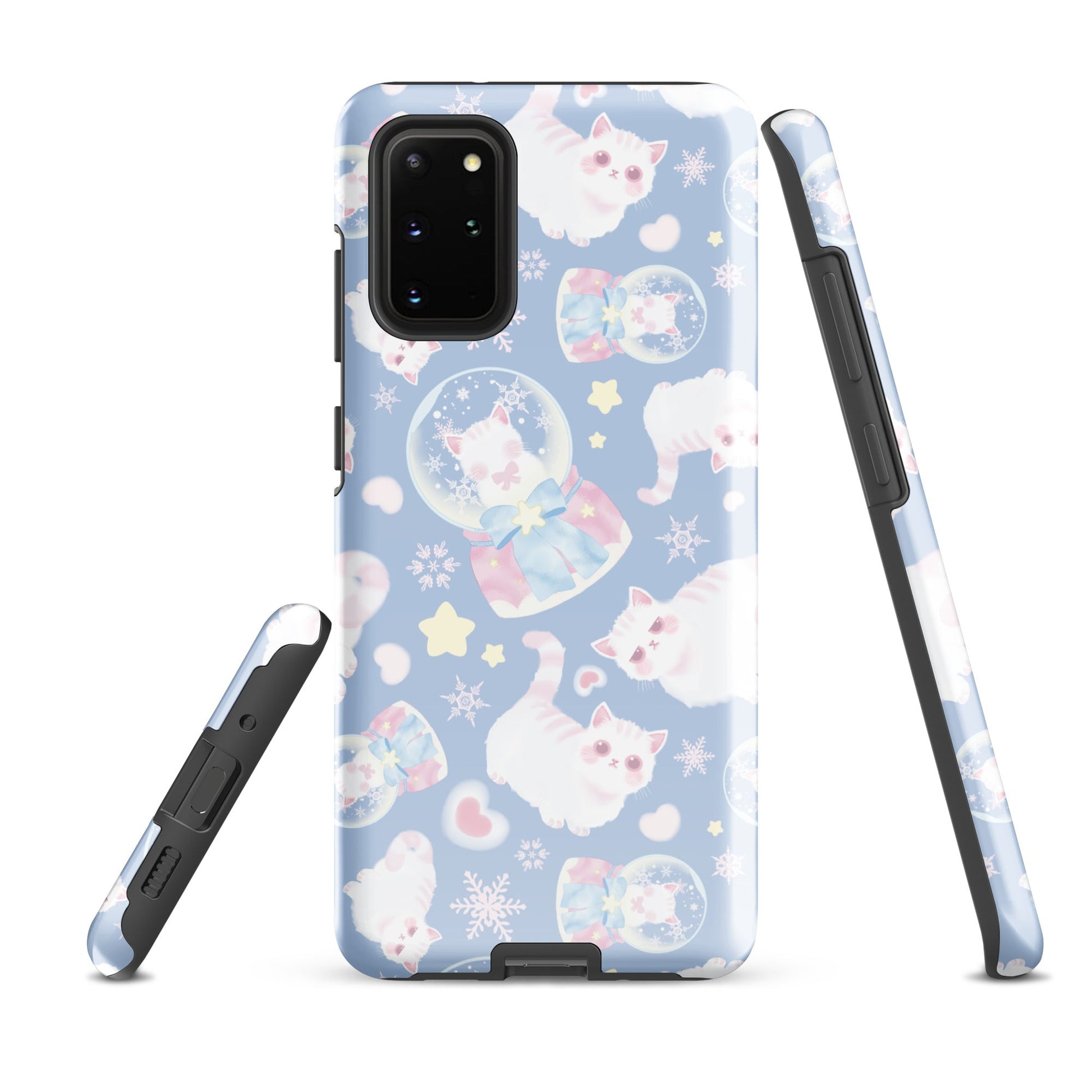 Snow Kitten Samsung® Tough Case features a charming cat design, offering sleek protection for your phone.