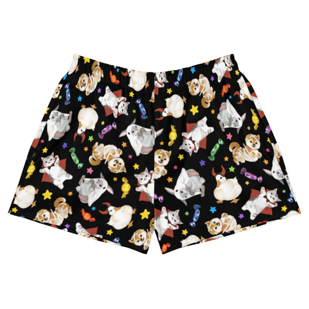 Trick or Treaters Athletic Short Shorts feature a fun pattern, perfect for Halloween fun and comfy lounging.