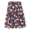 Cute Trick or Treaters Skater Skirt with playful pets and Halloween themes, perfect for festive fun and stylish flair.