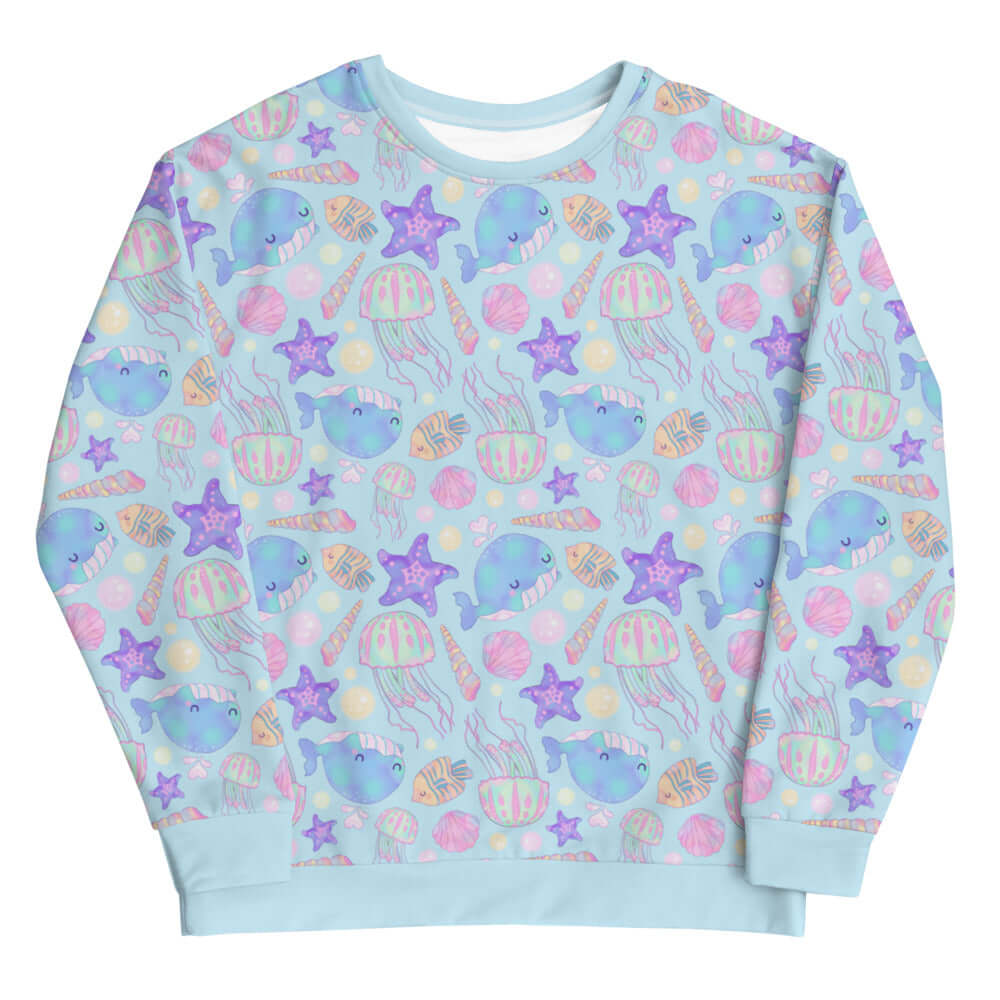 Colorful Under the Sea Sweatshirt featuring playful marine life, perfect for comfort and style. Ideal for casual wear!