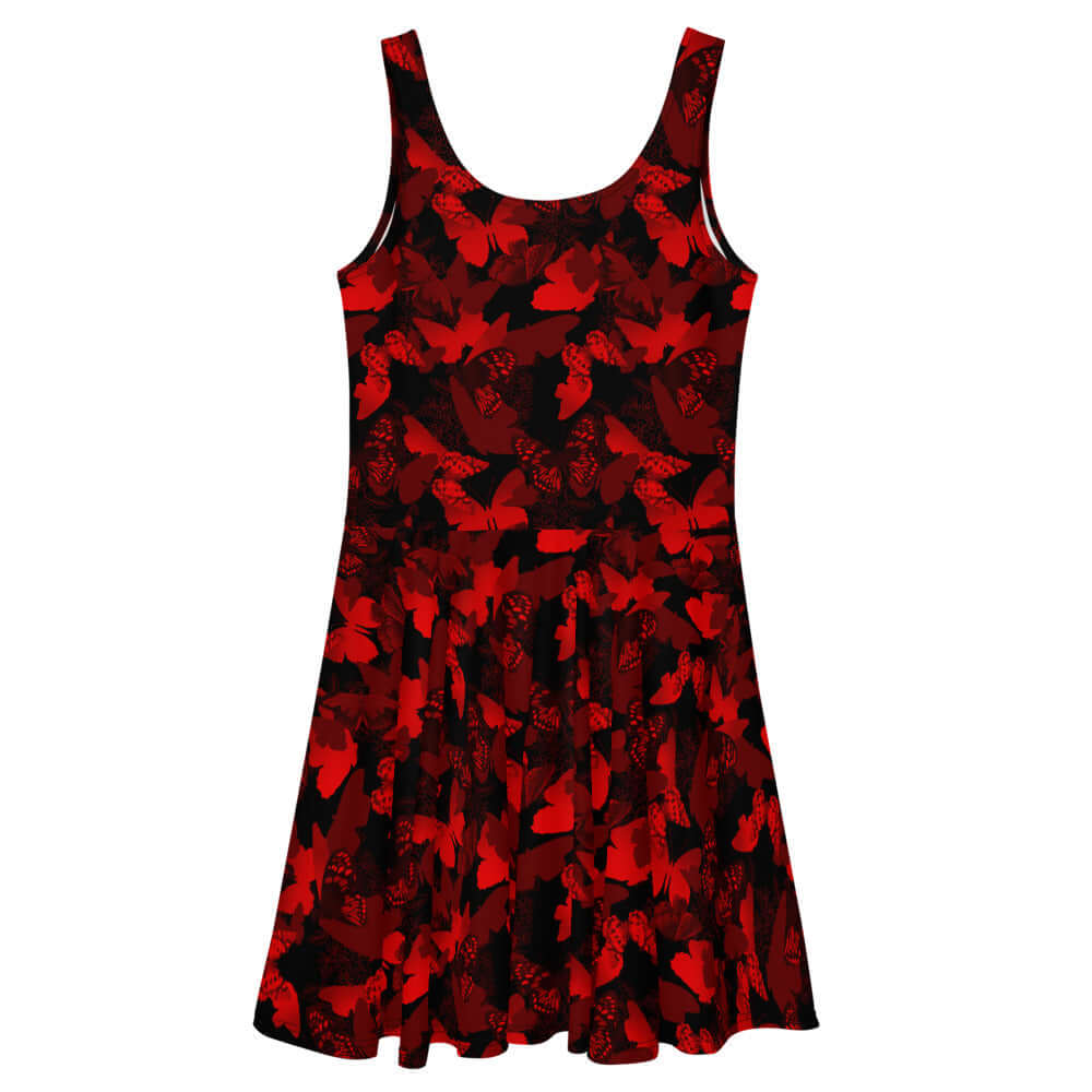 Vibrant Butterfly Skater Dress with elegant flared skirt, perfect for catching attention and showcasing your style.