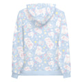 Cozy Snow Puppy Hoodie featuring playful puppies on a soft, pastel blue background, perfect for any outfit.