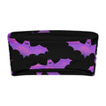 Aensland bandeau bikini top featuring playful purple bats on a black background, perfect for stylish summer outfits.