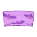 Aensland bandeau bikini top in purple with playful bat print, perfect for tanning and lounging.