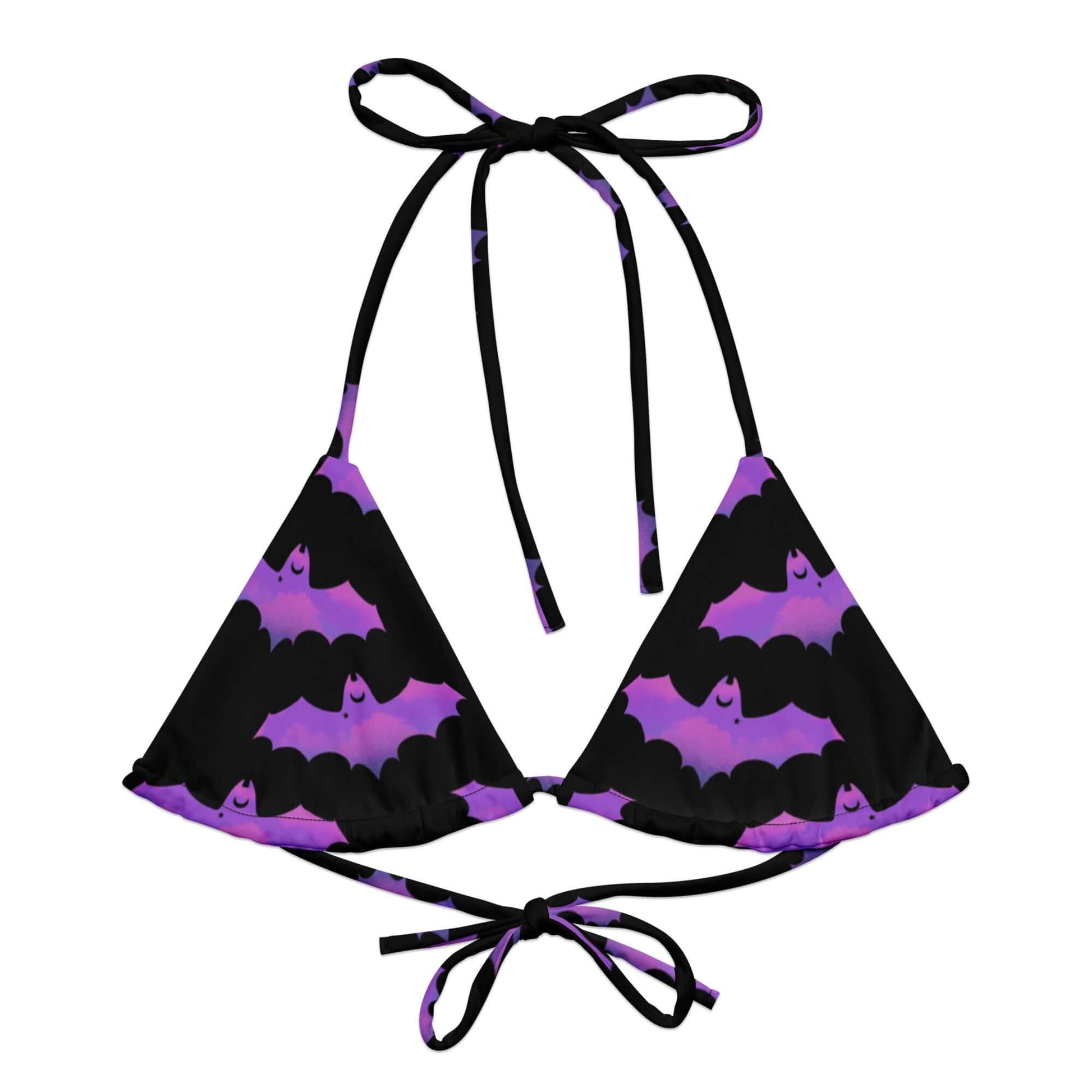 Eco-friendly Aensland Padded String Bikini Top featuring a fun print, perfect for summer styling and beachwear.