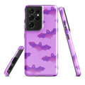 Showcasing the Aensland Samsung® Tough Case with a stylish bat design, offering durable protection for your Galaxy S21 Ultra.