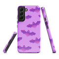 Aensland Samsung® Tough Case in vibrant purple with bat design offers stylish protection for your Galaxy S22 Plus.