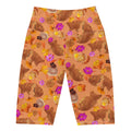 High-waisted Momiji Biker Shorts feature a colorful autumn design, perfect for comfortable fall outings.