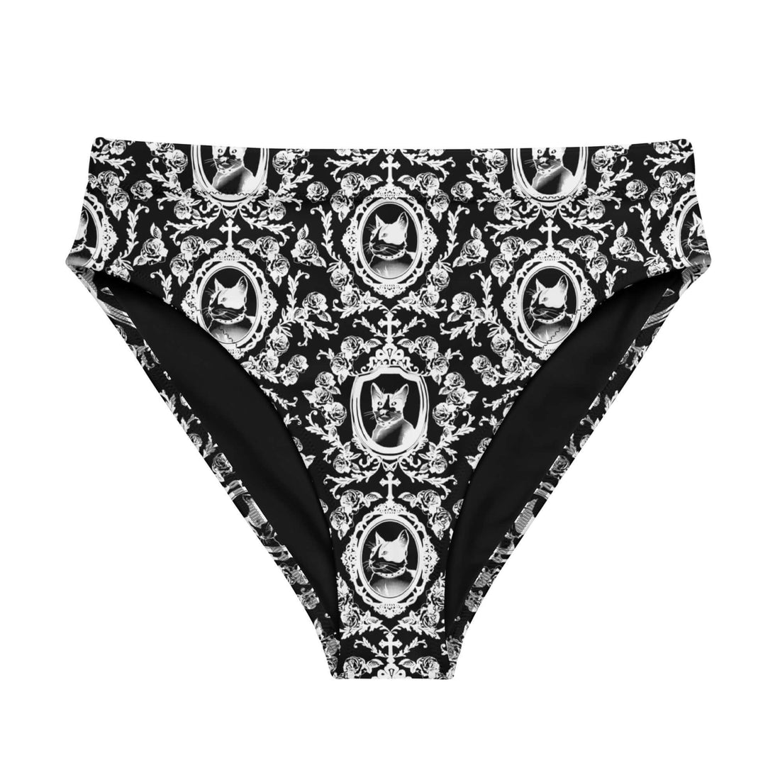 Stylish Queen's Beloved Kitty High-waisted Bikini Bottom, perfect for beach days and lounging in elegance.