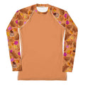 Momiji Rash Guard features a vibrant fall-themed design, perfect for active women on the go.
