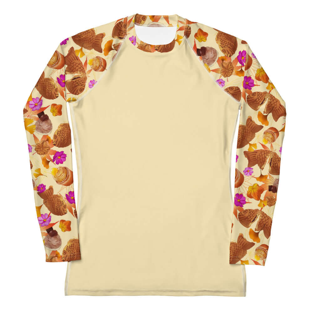 Stay active in style with the Momiji Rash Guard, featuring a fun autumn-inspired design perfect for workouts.