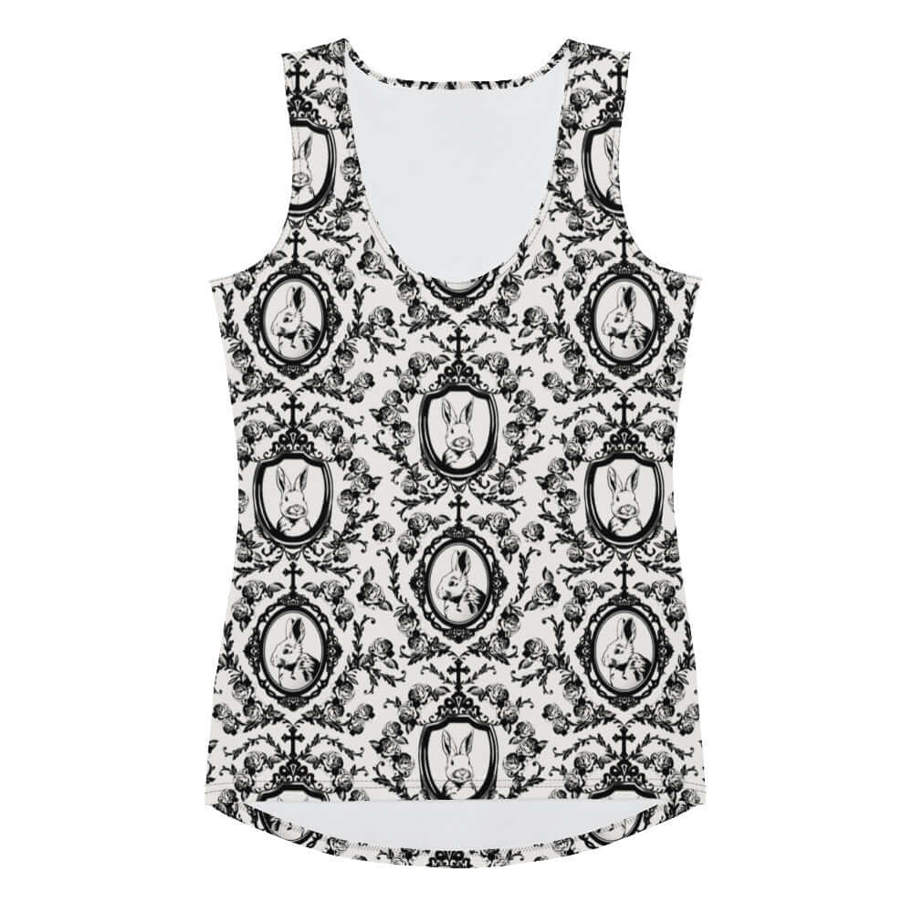 Queen's Beloved Bunny Tank Top features a stylish bunny print, perfect for adding elegance to your casual wear.