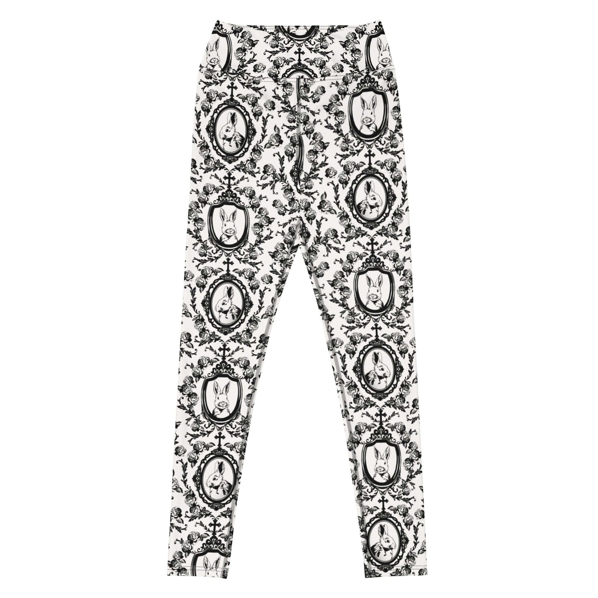 Soft and stylish, the High-waisted Queen's Beloved Bunny Leggings feature a regal bunny print, perfect for comfort and flair.