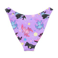 Colorful axolotl pattern on V-cut bikini bottom, perfect for beach days with UPF 50+ sun protection.