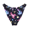 Colorful Axolotl V-cut bikini bottom with playful designs and celestial motifs, perfect for sunny days.